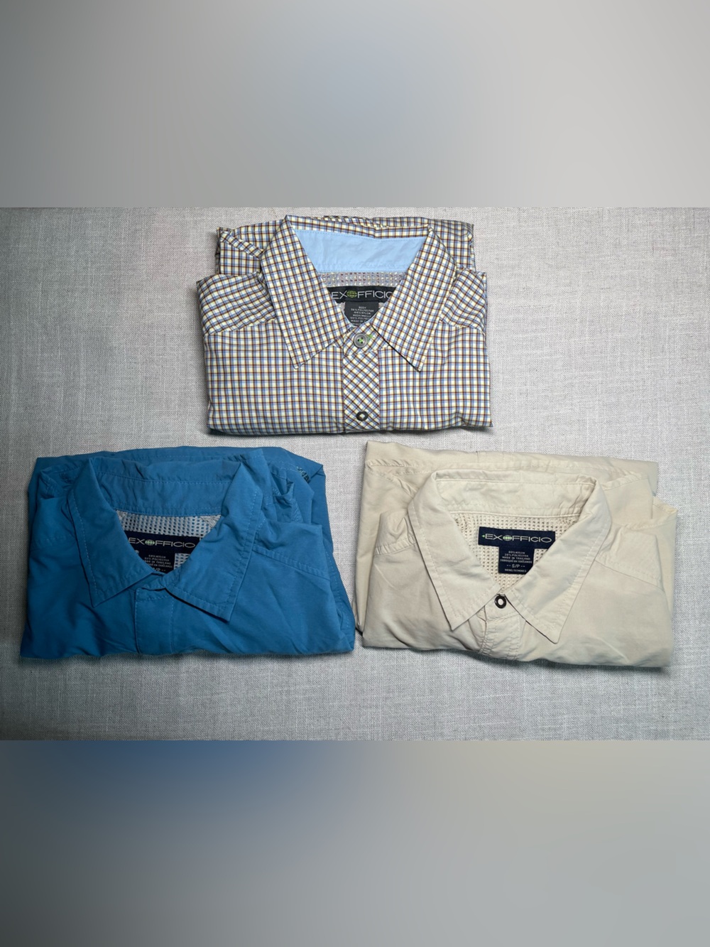 Bundle of 3 ExOfficio Technical Long Sleeve Snap Front Hiking Shirts
